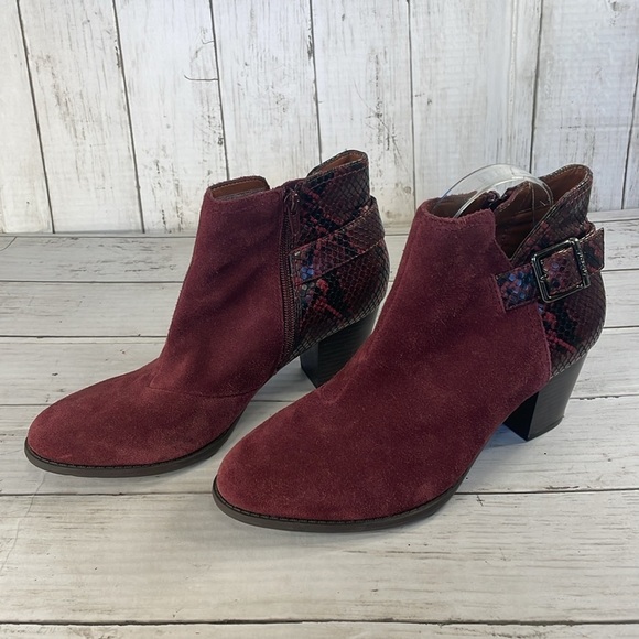 Vionic Burgundy Naomi Women's Suede Snake Embossed Water-Resistant Boots - Picture 11 of 11